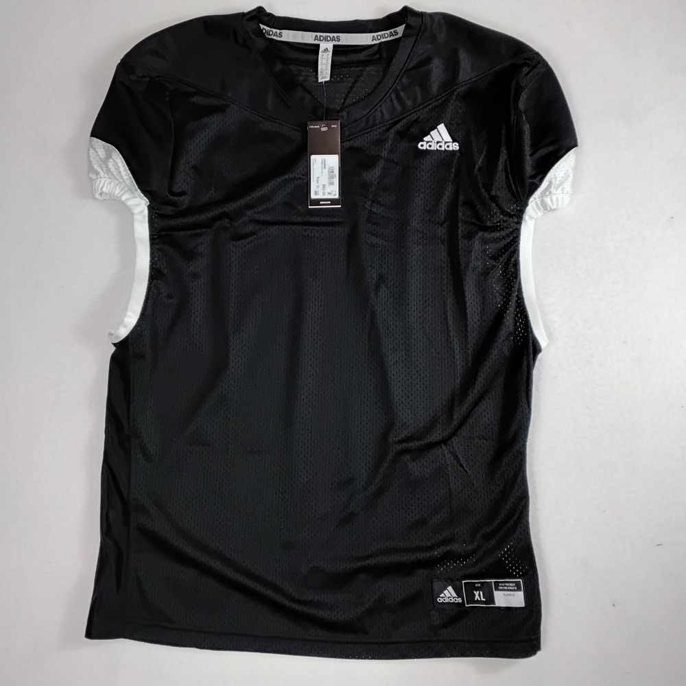 Adidas Mens XL Black White Football Jersey Mesh V Neck Athletic NWT H63864